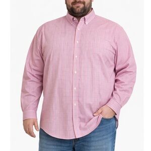 Round Tree & York Gold label Men's Pink/salmon Checkered Shirt Non-Iron SZ XXL T